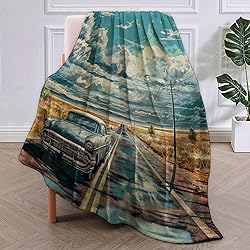 VANZEV Vintage Car Route 66 Blanket, Classic Car