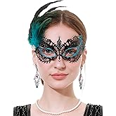 LA CARRIE Metal Feather Masquerade Face Mask for Women Venetian Antique Mardi Gras Masks for Halloween Party Costumes
