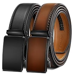 KEMISANT Men Belt 2 Pack, Leather Ratchet Belt Easy
