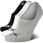 Calvin Klein Mens No Show Socks - 3 Pack Cotton Blend Stretch Soft Cushioned Athletic Casual Low Cut Socks for Men
