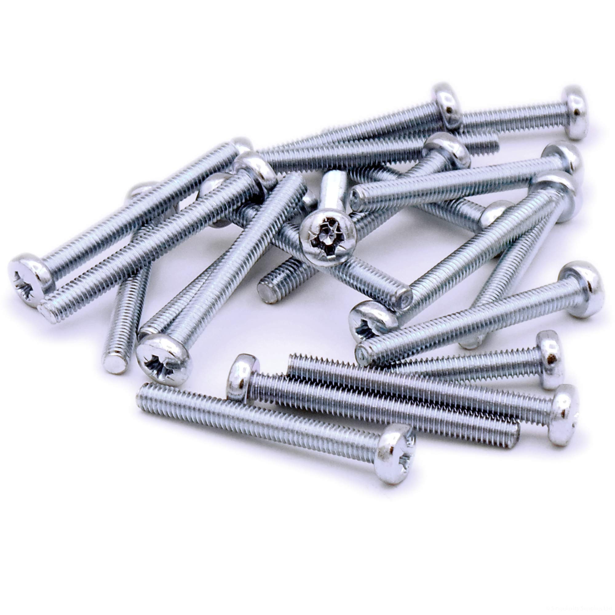 M4 (4mm x 35mm) Pozi Pan Machine Screw (Bolt) - Steel (Pack of 20) — image 1