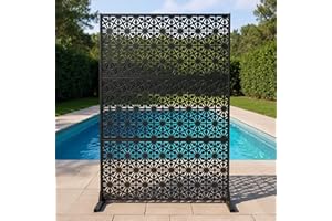Outdoor Metal Privacy Screen 72 in H x 44 in W, Freestanding Garden Decorative Screen Portable Panel Fence, Weatherproof Priv