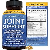Viva Naturals Glucosamine Chondroitin MSM Joint Support Supplement, 90 Capsules - with Turmeric, Black Pepper, Boswellia and 