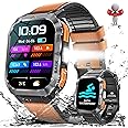 Military Smart Watch for Men with Call 2.02" Large Screen Rugged Tactical Smartwatch with LED Flashlight Compass 3ATM Waterproof Fitness Watch with Heart Rate Blood Pressure Monitor for iPhone Android