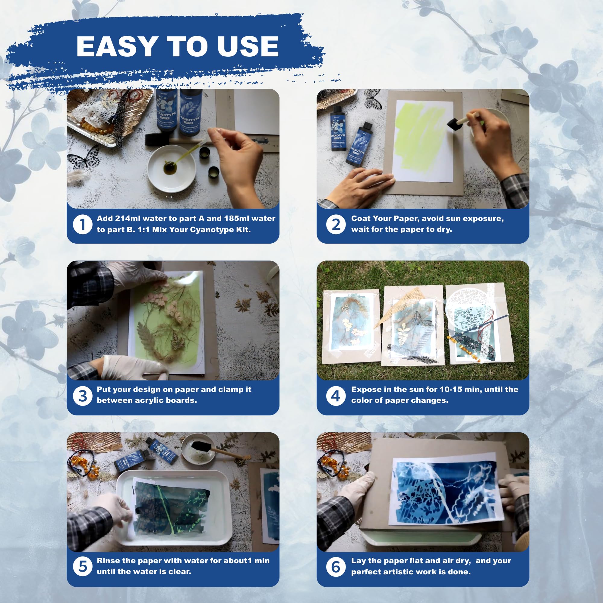 16oz Cyanotype Sensitizer Kit, Easy to Store Cyanotype Chemicals Dye Powder for Photographic Blueprints on Paper and Fabric, Sun Printing Kit for Beginners and Artists