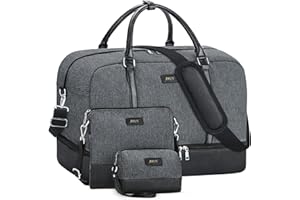 Weekender Bag for Women, 21" Womens Overnight Bag Travel Duffel Bag Set with Shoe Compartment Carry On Bag Fit 21.5" Laptop, 