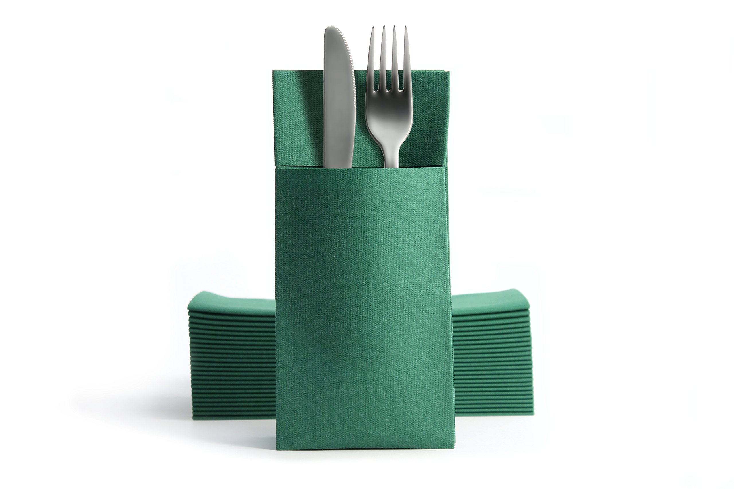 Alvotex Chic Airlaid 50 Cutlery Napkins Cutlery Pockets, Fabric-Like, Disposable Napkin, 39 x 40 cm, Green