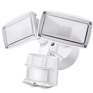 LED Security Light 3000LM, 28W Outdoor Motion Sensor Light, 5500K, IP65 Waterproof, Adjustable Head Flood Light for Entryways, Stairs, Yard and Garage