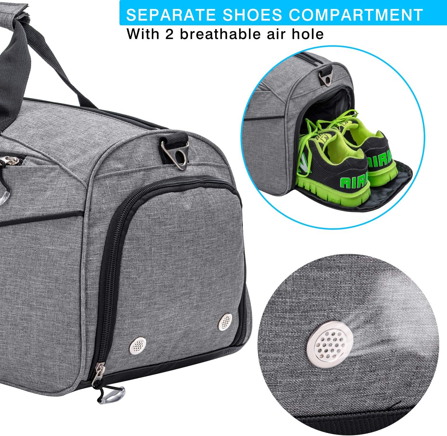  | Kuston Sports Gym Bag with Shoes Compartment &Wet Pocket Gym Duffel Bag Overnight Bag for Men and Women | Sports Duffels