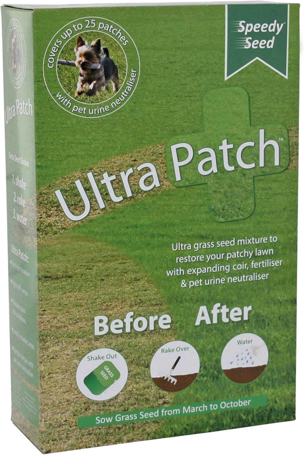 Grass Lawn Speedy Seed, Ultra Patch 1kg Hard Wearing, Fast Growing, Pet