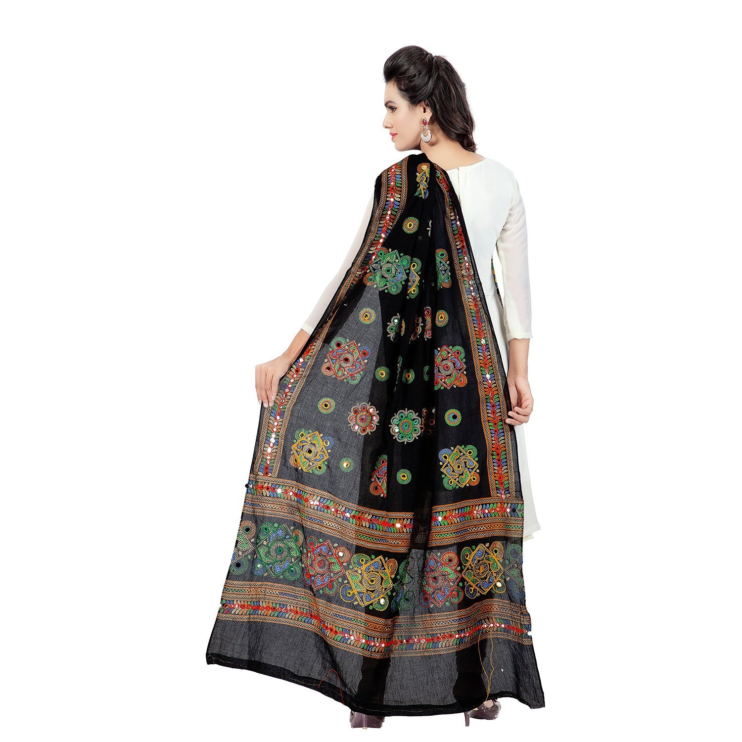 priyanshi women's kutch work cotton stoles & dupattas aari work
