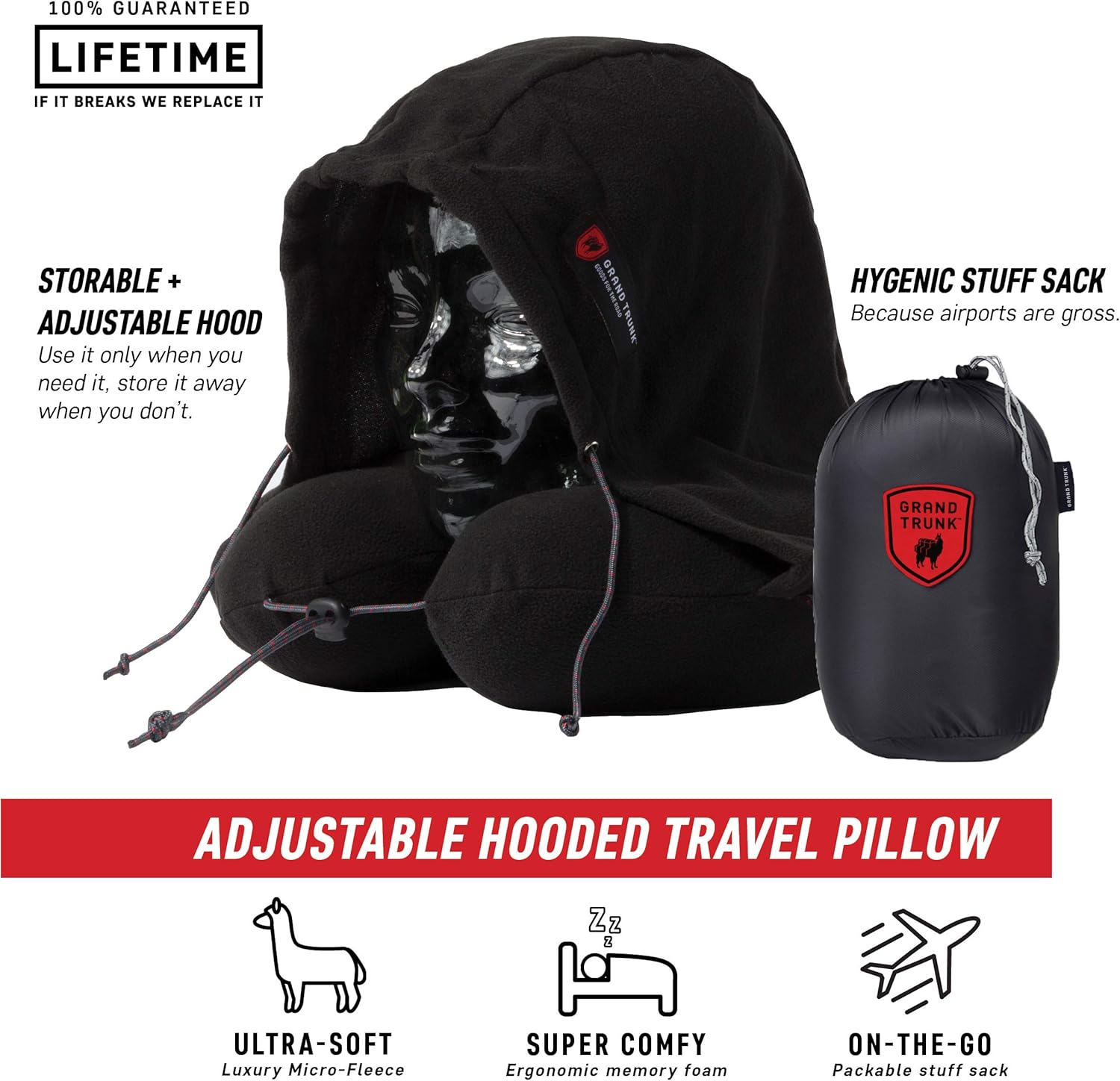 Amazon Com Grand Trunk Blackout Hooded Neck Pillow Black