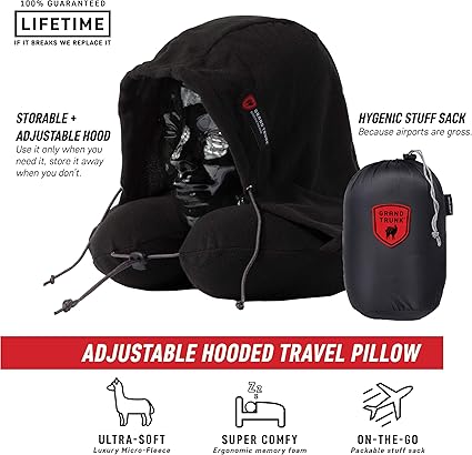 Amazon Com Grand Trunk Blackout Hooded Neck Pillow Black