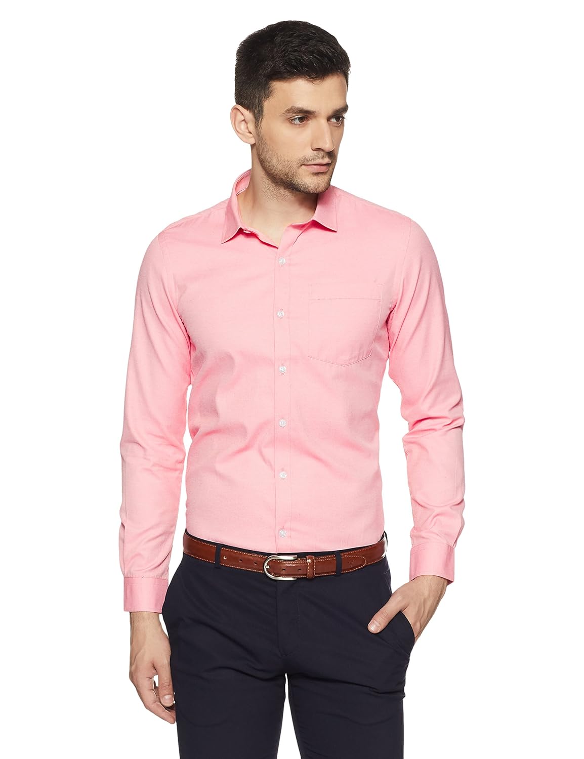 ex by excalibur men's solid regular fit formal shirt