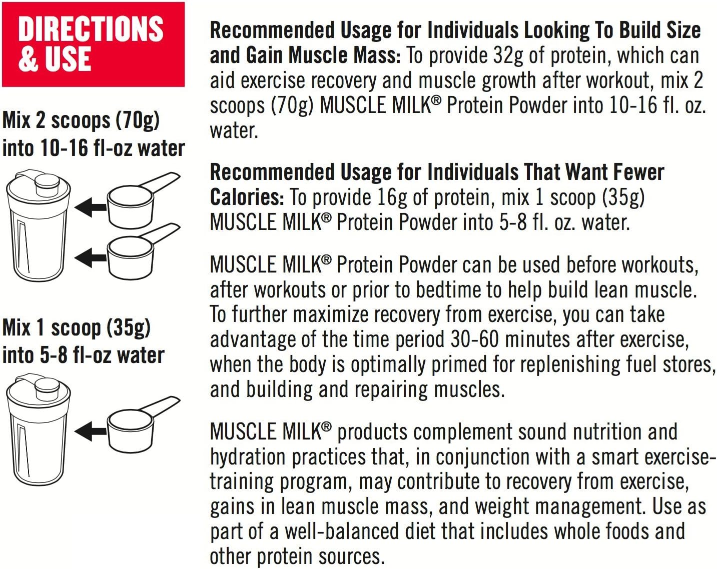 Muscle Milk Genuine Protein Powder, Peanut Butter Chocolate, 32g Protein, 2.47 Pound, 16 Servings: Health & Personal Care