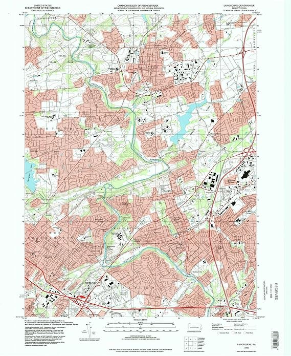 YellowMaps Langhorne PA topo map, 124000 Scale, 7.5 X 7.5