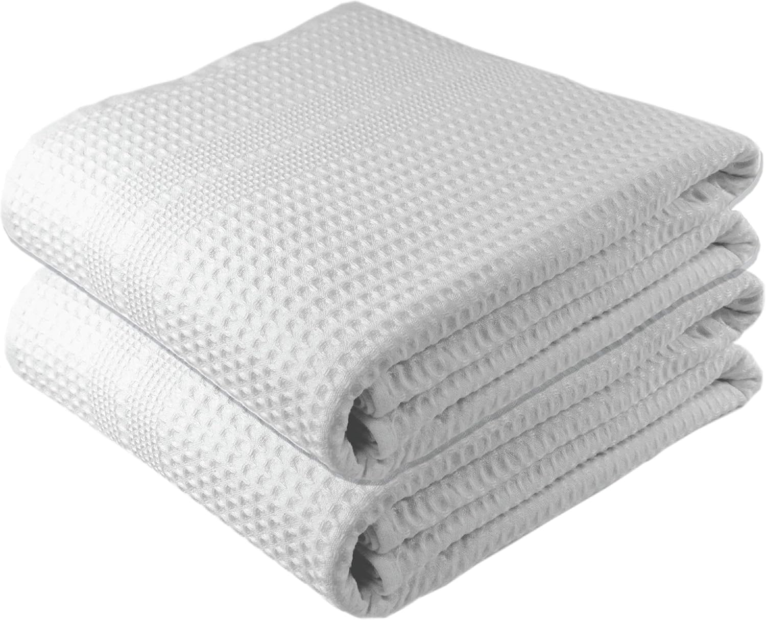 Premium Large 2 Pc Waffle Weave Bath Sheet 100% Natural Cotton – Generous Size Lightweight Ultra Absorbent Quick Drying Fade Resistant (White): Kitchen & Dining