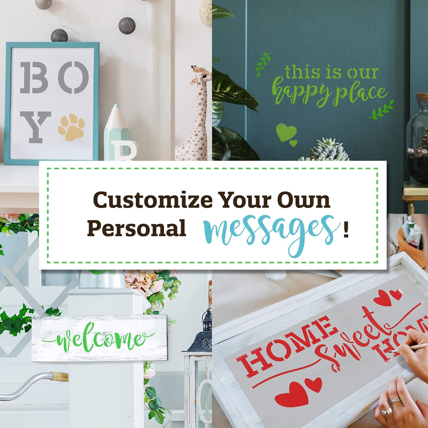 KIBAGA Reusable Letter Stencils for Painting on Wood and More - Easy Paint Welcome Sign Stencil Letters Set for Front Door or Porch Decor - Perfect Spring, Summer Or Christmas Decor for Your Home : Kitchen & Dining