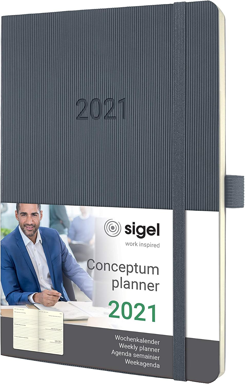 SIGEL C2136 Weekly Diary 2021, Approx. A5, Dark Grey, softcover - Conceptum, darkgray
