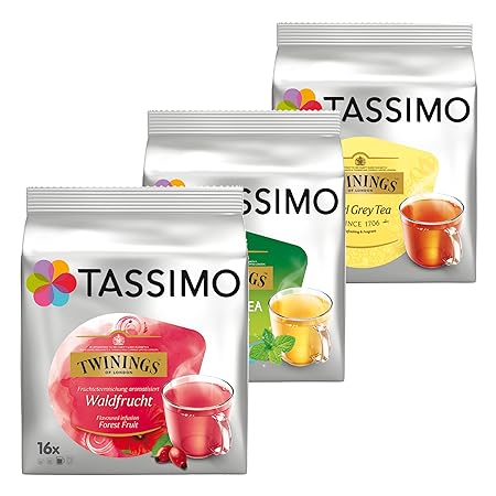 Tassimo Twinings Tee Set Deluxe, Probierset mit 3 Tee Sorten, 48 T-Discs