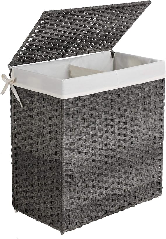 SONGMICS Handwoven Laundry Basket,110L Foldable Clothes Hamper