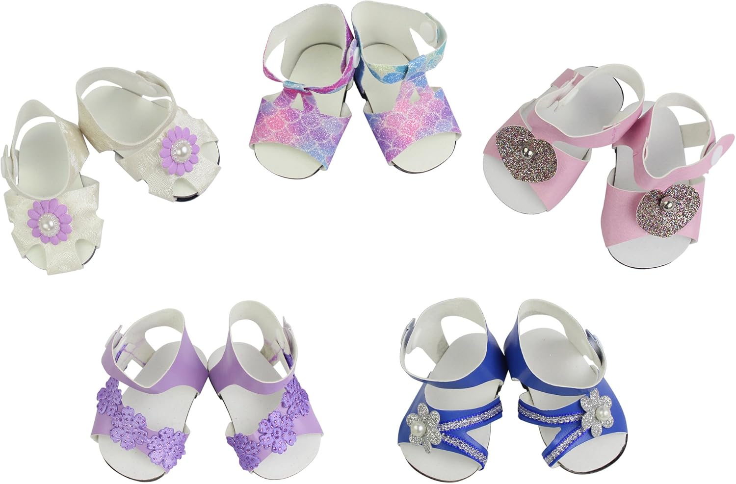 ZITA ELEMENT 5 Pairs of Shoes Fashion Sandals for American 18 inch Girl Doll and 1416 Inch Baby