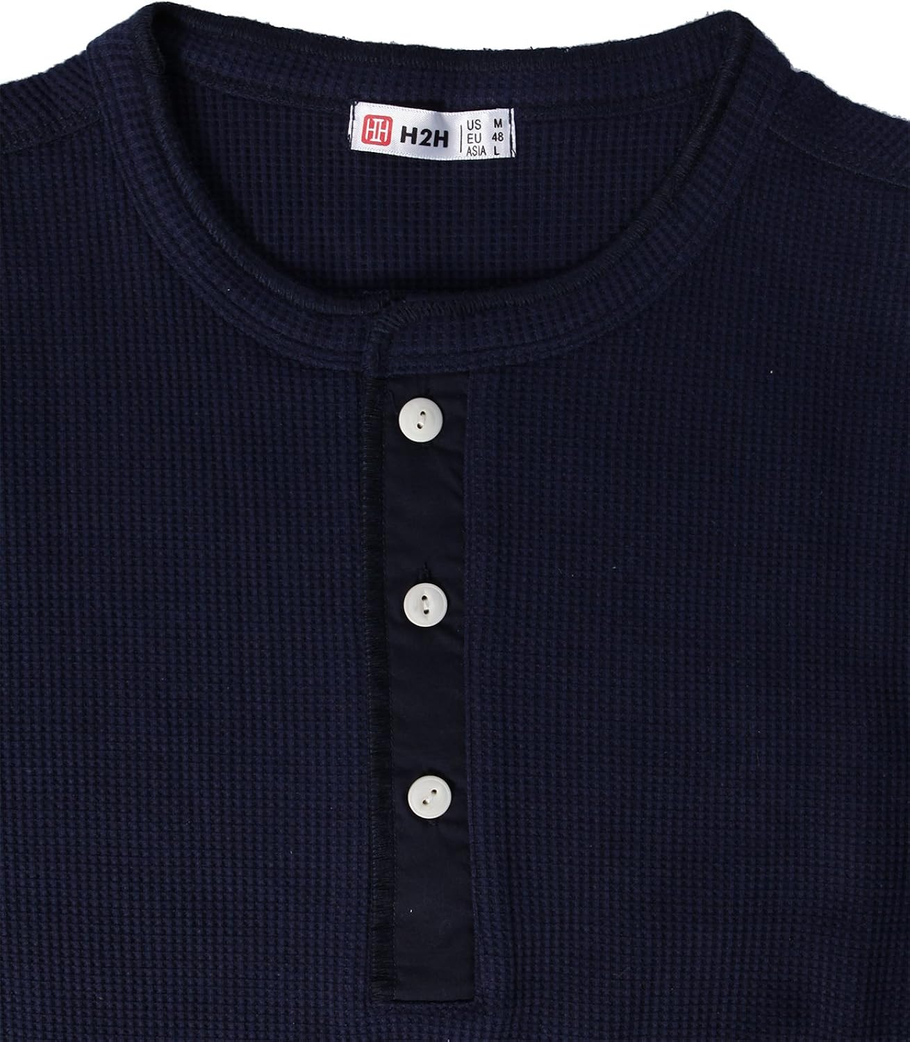 H2H Mens Casual Slim Fit Henley Long Sleeve T Shirts of Waffle Cotton: Clothing