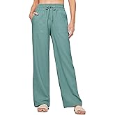 Willit Women Linen Pants Wide Leg Casual Palazzo Pants Cotton Linen Lounge Beach Summer Pants with Pockets 29"/31"/ 33"