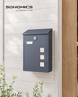 SONGMICS Anthracite Grey Wall Mounted Letterbox Mailbox Copper Lock Viewing view 2