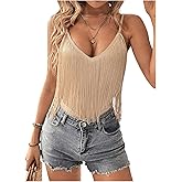 SweatyRocks Women's Fringe Sleeveless Boho Tassel Tank Top Slim Fit Cami Summer Tops