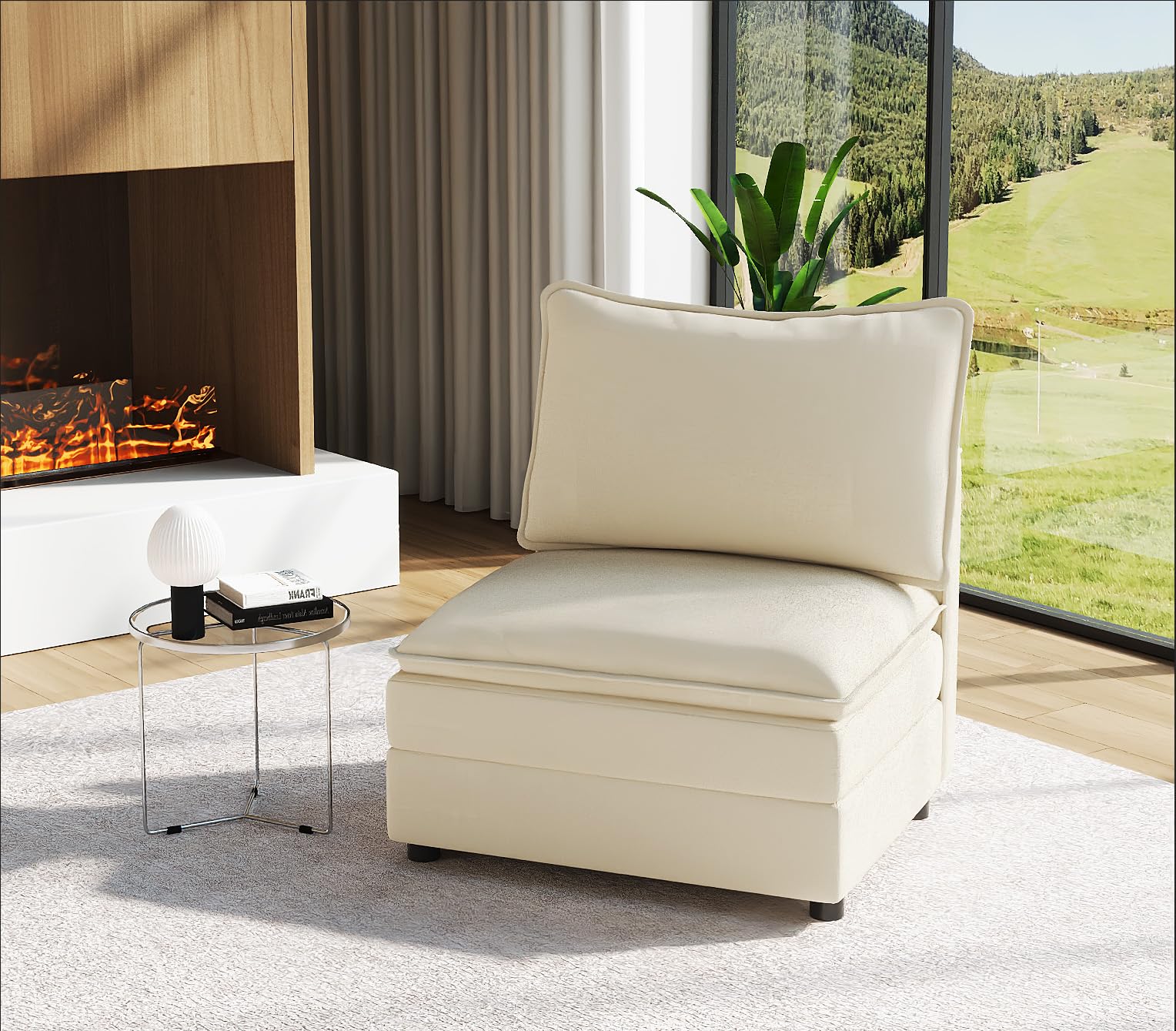 Photo 1 of *** BOX 1 OF 3*** Vesgantti 142" Cloud Couch Sectional Modular Sofa, Comfy Sectional Couch with Ottoman Deep Seat Chenille L Shaped Sofa, Modular Couches for Living Room, Bedroom and Apartment, Snow White