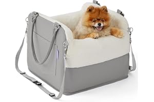 LE SURE Lesure Dog Booster Car Seat - Dog Car Seats for Small Dogs Egg Crate Foam Dog Car Bed with Storage Pockets, Clip-On Leash for Travel Carrier Booster Bed Elevated Seat, Grey