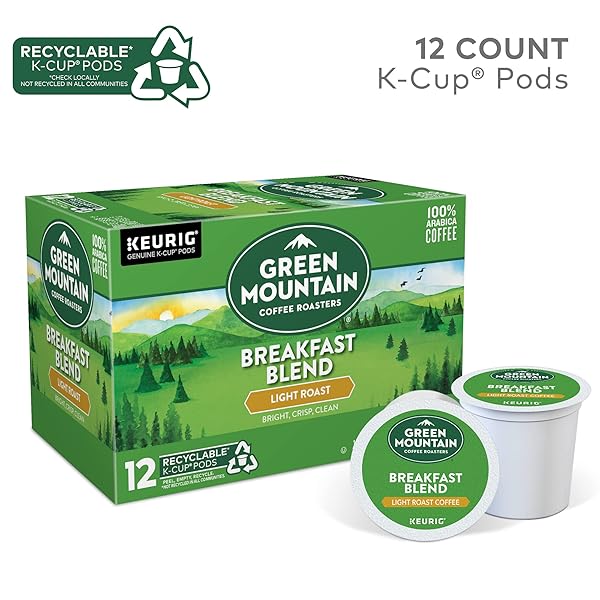 GREEN MOUNTAIN COFFEE ROASTERS BREAKFAST BLEND SINGLE-SERVE KEURIG K-CUP PODS, LIGHT ROAST COFFEE, 12 COUNT