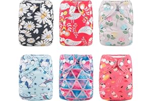 ALVABABY 6pcs with 12 Inserts Baby Cloth Diapers Pocket Newborn Diaper for Less Than 12pounds Baby Snaps Cloth Diapers Nappy