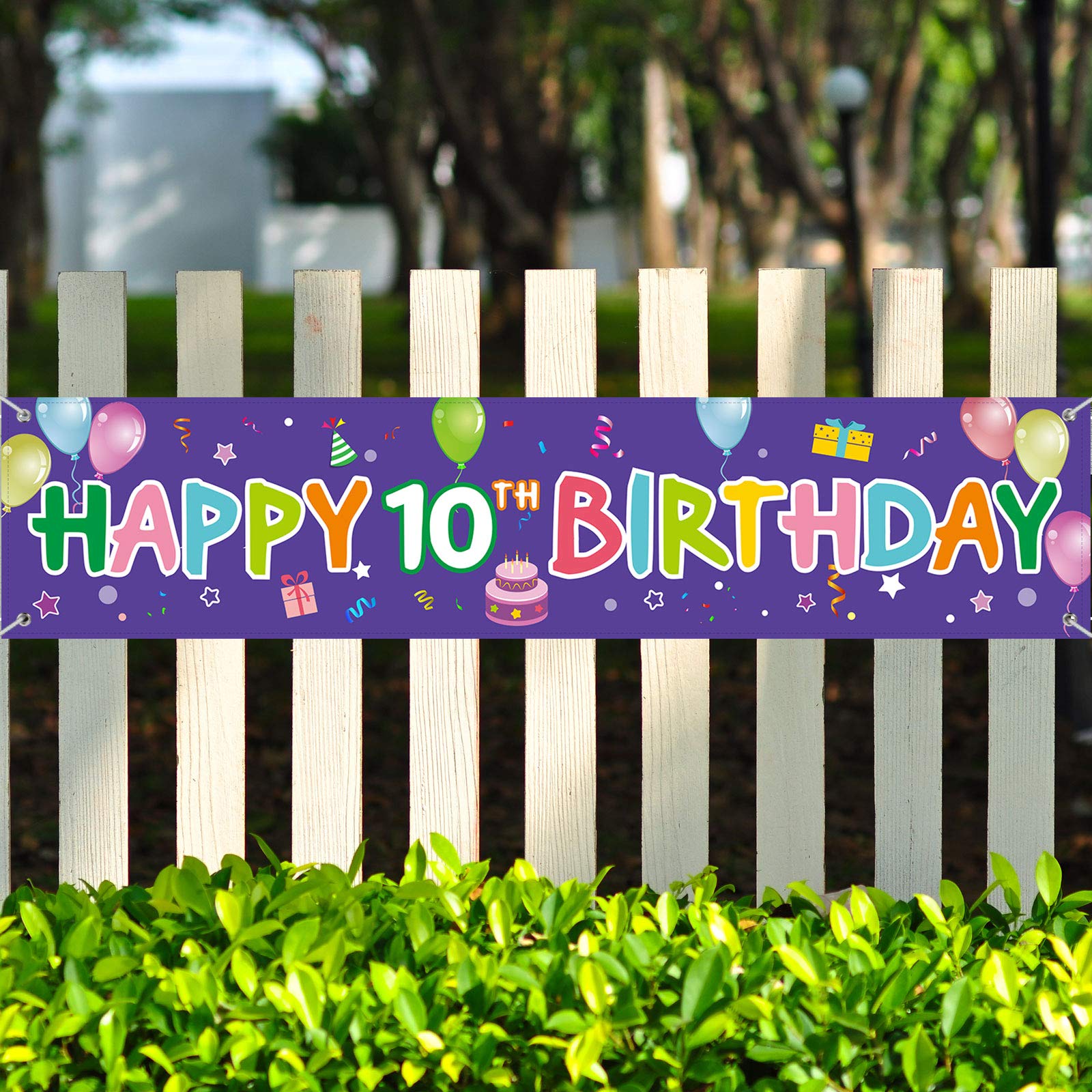 Colorful 10th Birthday Yard Sign, Happy 10th Birthday Banner, Happy Birthday Banner Happy Birthday Yard Sign for Kids 10th Birthday Party Decorations Supplies for Girls Boys, 71 x 15.7 Inches