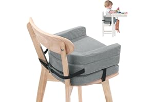 ROYALAY Toddler Booster Seat for Dining Table, Adjustable Height Booster Seat Pad for Kids Chair, 5.3inch Portable Booster Cushion with Straps, Travel Booster Seats for Baby Child Boys Girls(Grey)