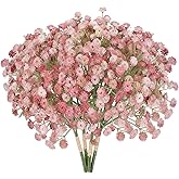 Luabue 4Pcs Pink Flowers Fake Baby Breath Real Touch Pink Babys Breath Valentines Day Artificial Flowers for DIY Floral Arrangements Wedding Bridal Bouquet Party Home Decor