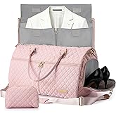 STOVER Women’s Convertible Garment Duffel Bag for Travel – 2-in-1 Carry-On Weekender/Overnight Tote - Wrinkle-Free Dresses, Hanging Suits & Clothes Plus Shoe Compartment & Bonus Toiletry Bag (Pink)