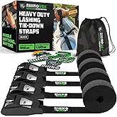Rhino USA Lashing Straps (4-Pack) - Cam Buckle Tie Downs for Kayak, Cargo | 1,320lb Break Strength. 4 Heavy Duty 1in x 12ft Cam Buckle Pull Straps for Kayak, Roof Rack, Cooler &amp; Cargo.