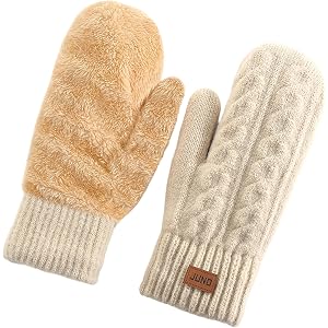 IZUS Women Winter Mitten Gloves Warm Knit Adults Gloves for Cold Weather