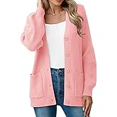 VIISHOW Women Chunky Knit Cardigan Sweater Long Sleeve V Neck Button up Cardigan with Pocket Sweater Coat for Fall and Winter