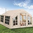 KNUO 2025 Upgraded 100% Waterproof Inflatable Camping Tent, Large Blow-Up Air Tent, No Assembly Needed Luxury Glamping House, Oxford Fabric