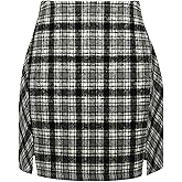 Mini Plaid Skirt for Women A-Line High Waisted Bodycon Skirts Winter Casual Skirt