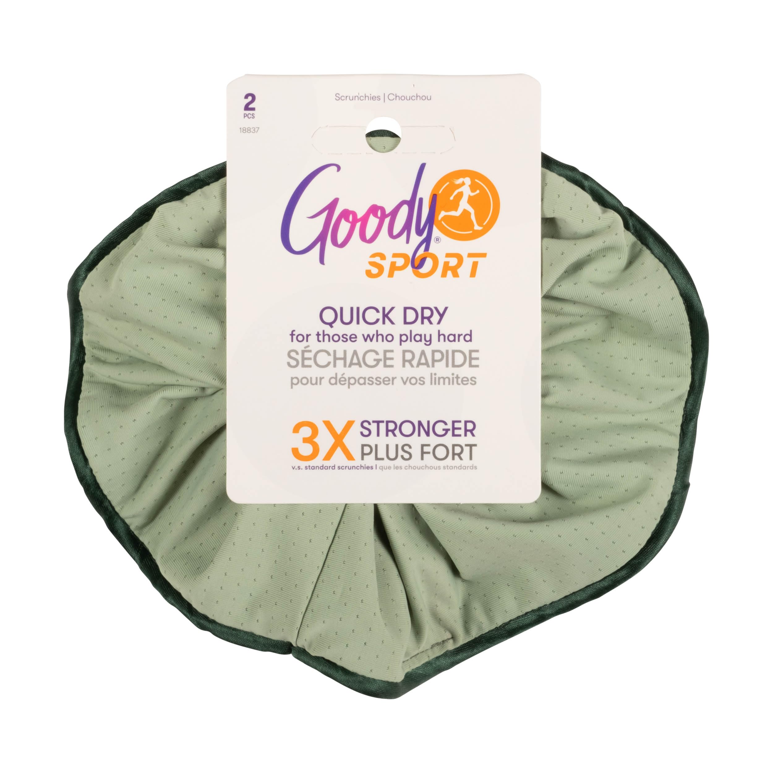 Photo 1 of Goody Sport Forever Scrunchies, 2 Ct, Blue & Green, 3X Stronger Hair Scrunchies, Damage-Free Sport-Level Grip for Active Lifestyles, Quick-Dry Styling Accessories for Women & Men, All Hair Types
