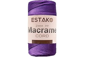 Estako 2 mm PP Polyester Macrame Cord 100% Polypropylene Perfect Supplies for DIY Crafts Wall Hanging, Plant Hangers, Knitting 7 Oz (200g) / 246 Yrds (225 m) (3141 - Violet)