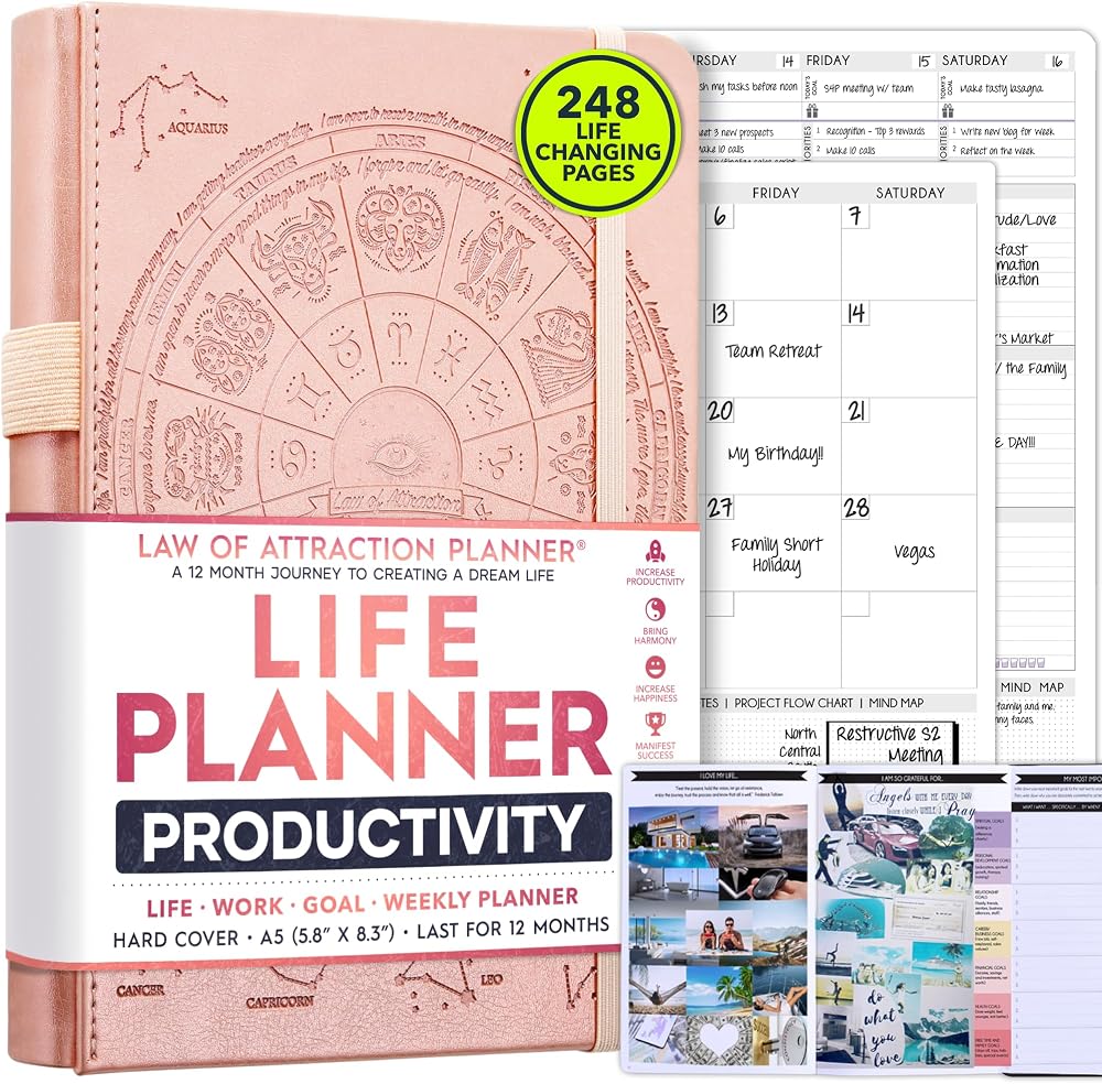 Freedom Mastery Undated Planner A5 Weekly Monthly Gratitude Journal with