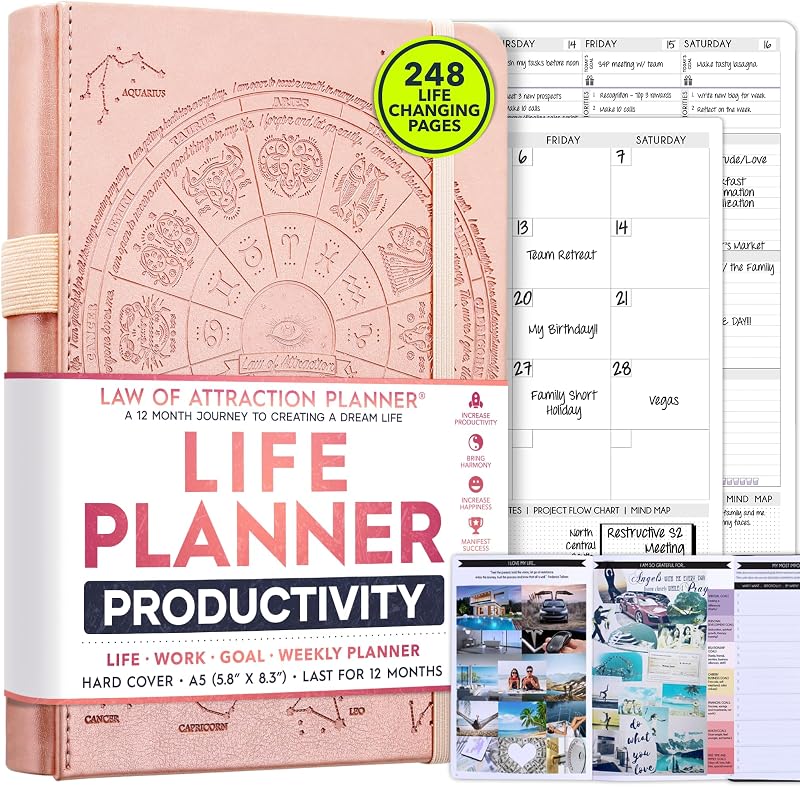 Freedom Mastery Undated Planner A5 Weekly Monthly Gratitude Journal with