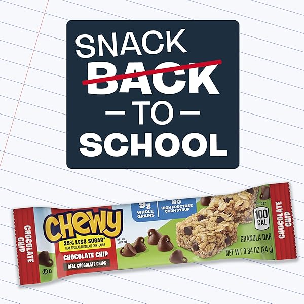 QUAKER CHEWY GRANOLA BARS, 25% LESS SUGAR, 2 FLAVOR VARIETY PACK, (18 PACK)