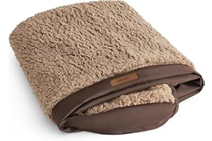 LE SURE XL Washable Dog Bed Cover Replacement Plush Fleece Cover for Orthopedic Egg Crate Foam Pet Mat 44x32x3 Inches, Brown