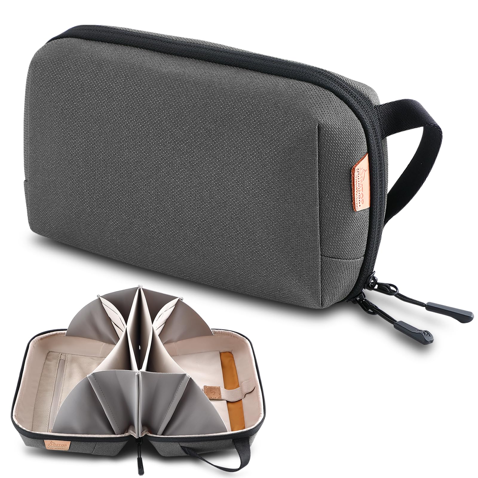 SIMTOP Cable Organiser Bag for USB Charging, SD Cards, Laptop Storage - Grey